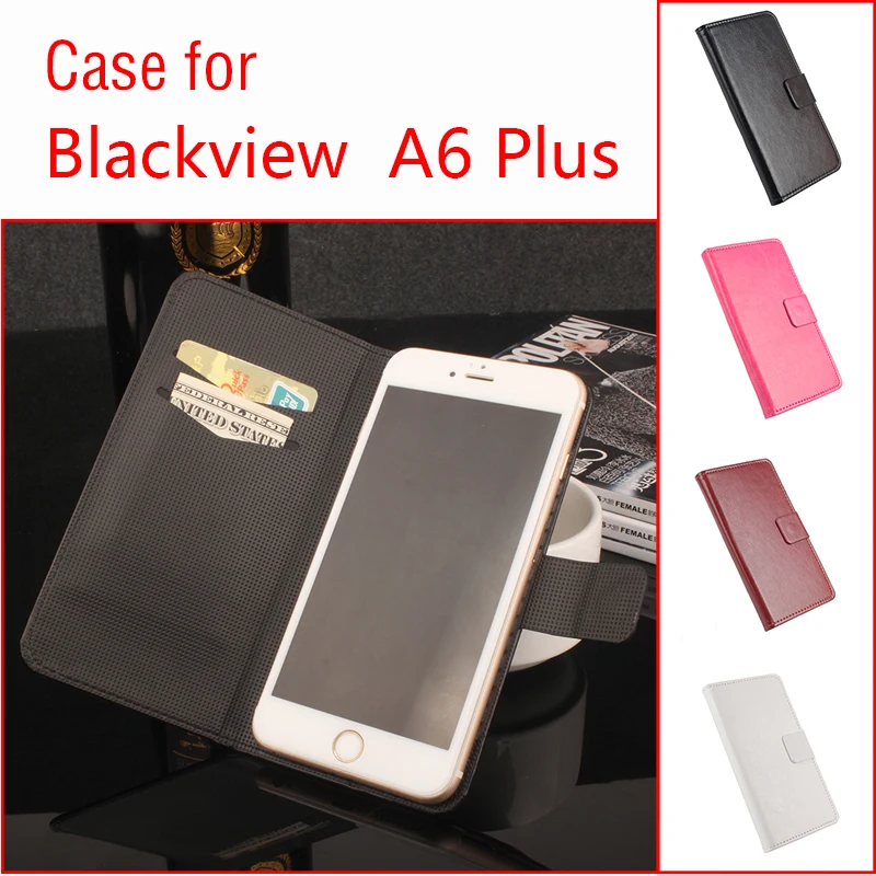 

HongBaiwei For Blackview A6 Plus Phone Case Folio Flip Pure Color Crazy House Pattern Premium PU Leather Wallet Case Cover