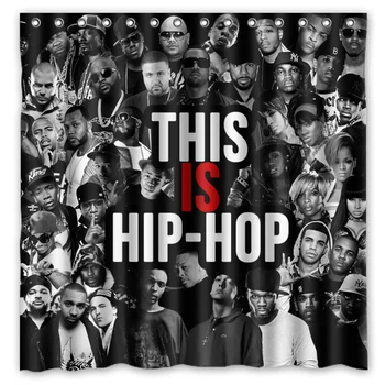 

Hip hop Waterproof Shower Curtain Polyester Fabric Bath Bathing Bathroom Curtains with Hooks Home Decor