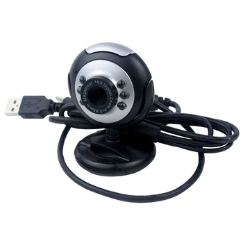 

USB 6 LED Camera de Vision Nocturne PC Webcam Reseau avec Microphone pour MSN ICQ AIM Reunion Skype Net Noir