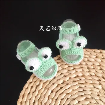 

QYFLYXUEBaby shoes, footwear, soft sole, neonatal buckle sandals, hand knitted wool baby shoes, 0-1 year old summer