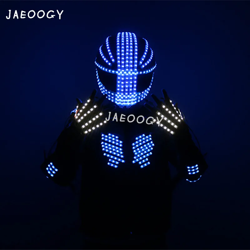 Высокое качество светодиодный светящийся робот цветная одежда бар ночной клуб сценические флуоресцентные перчатки освещение стробоскоп Шлем