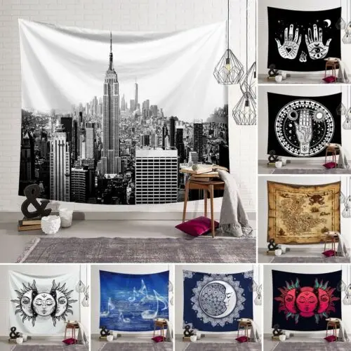 

Art Tapestry Wall Hanging Polyester Mandala City Map Sun Moon Printing Classic Cool Stylish Pattern Blanket Tapestry Home Decor