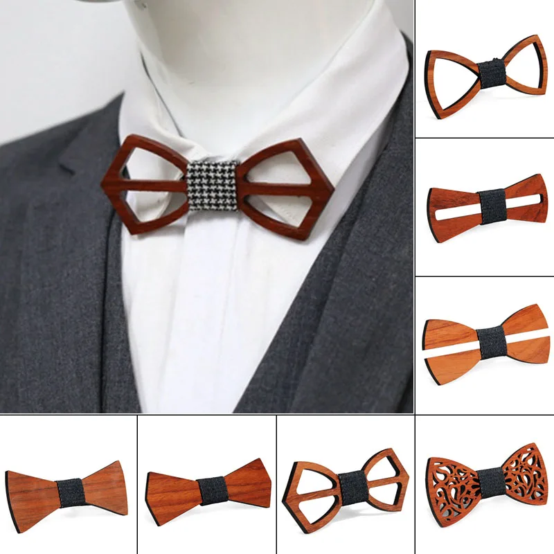 Модный мужской деревянный галстук-бабочка ручной работы с регулируемым ремешком для дня рождения свадьбы GM