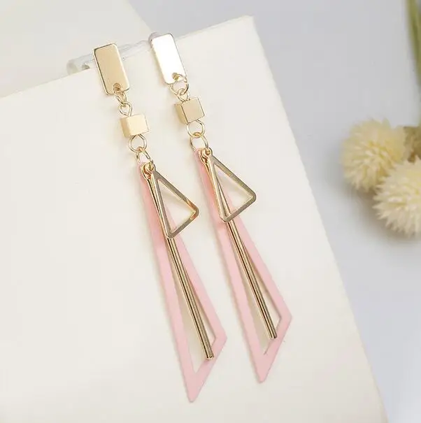 

Simple Temperament Geometry Drop Earrings Hollow Triangle Alloy Strip Dangle Pendientes Earrings For Women Brincos Jewelry