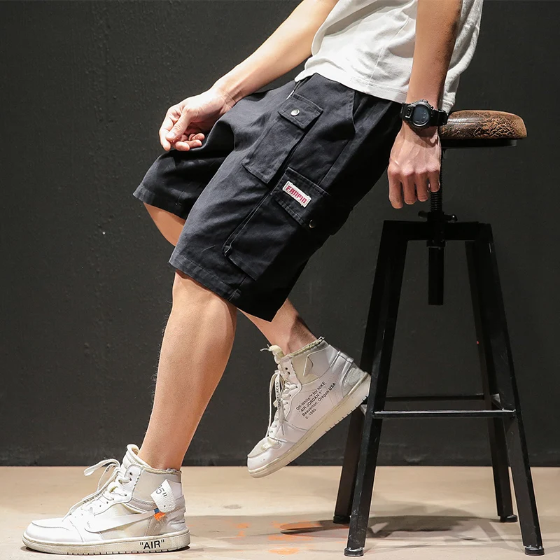 

High quality Men's shorts cotton loose size 5XL multi pocket cargo shorts men jogging Black ArmyGreen summer men shorts HK164