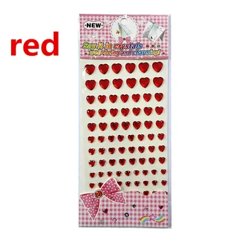 

Red Crystal Heart Rhinestones Self Adhesive Phone Personalized Diy Stickers Scrapbooking Screen kids toys stickers