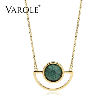 

VAROLE 18in S.Steel Geometric Choker Necklaces & Pendants Women Jewelry Long Chain sweater Accessories