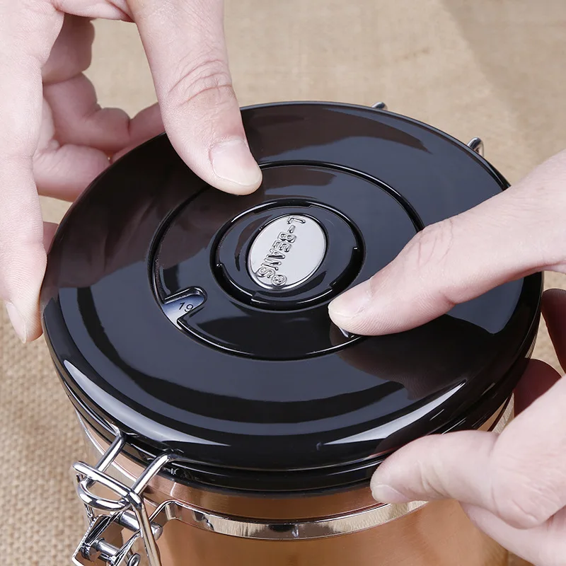 Нержавеющая сталь кофе в зернах герметичная банка большой емкости с выпускным клапаном дисплей записи времени для кухонных инструментов кофе Bean кухня контейнер SD-6002