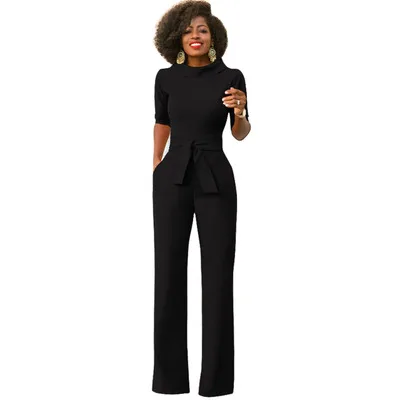 Африканский Дашики, весенне-осенние популярные модели, сексуальный однотонный дизайн, длинный рукав, полурукав, комбинезон, костюм для леди - Цвет: Черный