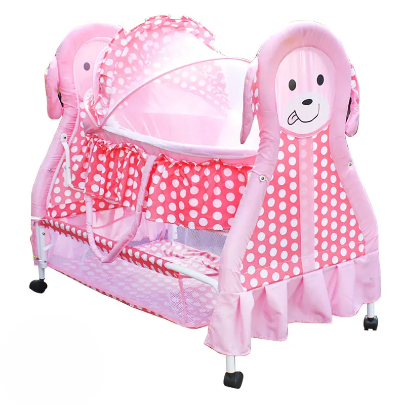 Faltbares Babybett Infant Crib Cradle Mosquito Schlafzelt Spiel Shades Pink 