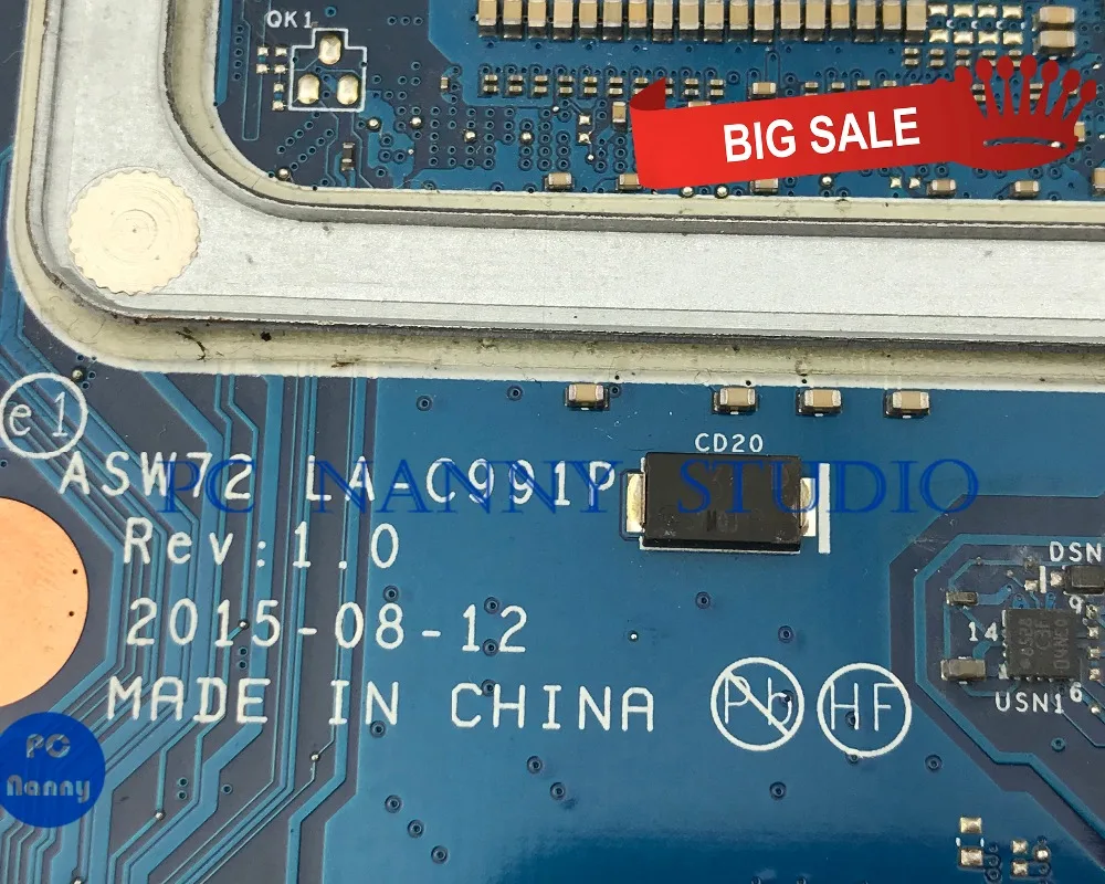 wonderful  PCNANNY FOR HP ENVY 17t-n100 17t-n laptop motherboard ASW72 LA-C991P SR2FQ i7-6700HQ 950M tested