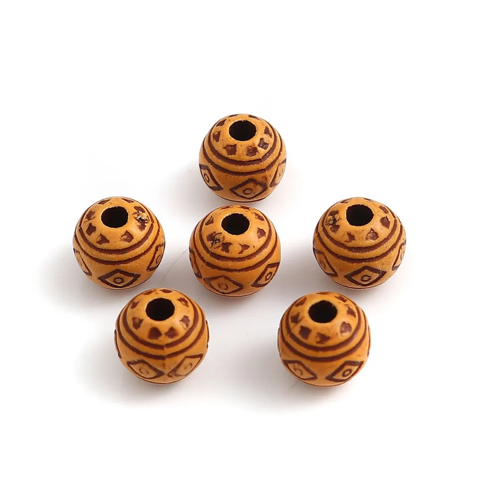 

Doreen Box Acrylic Beads Round Brown Rhombus Pattern Imitation Wood About 8mm( 3/8") - 7mm( 2/8") Dia, Hole: Approx 2mm, 500 PCs