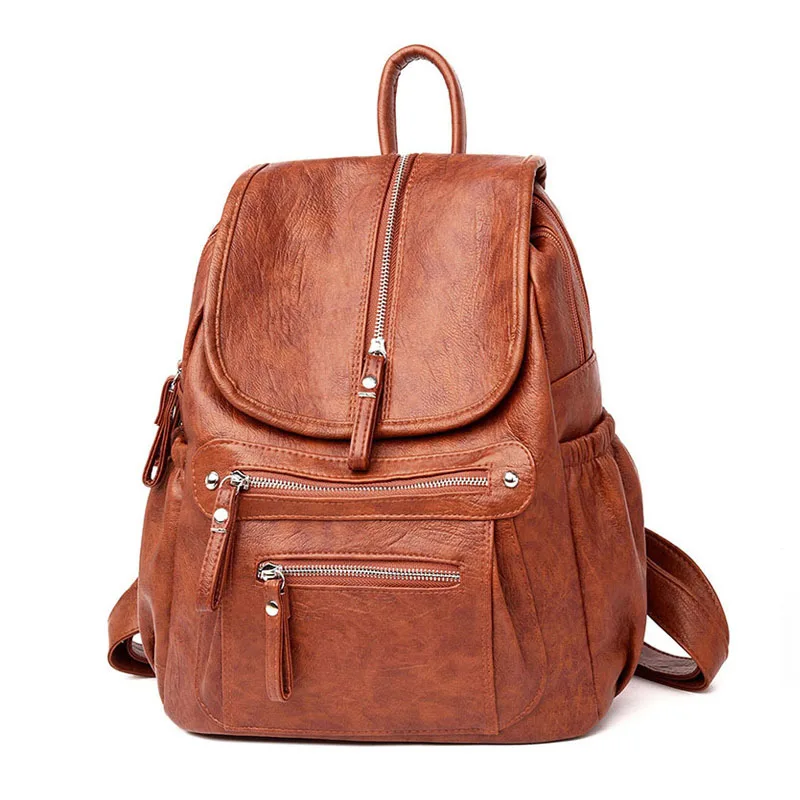 Женский кожаный рюкзак, модные женские рюкзаки для путешествий, роскошные школьные рюкзаки для девочек, черный большой рюкзак XA281H - Цвет: Brown