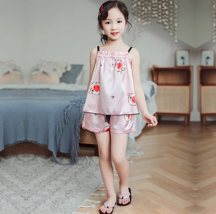 children's Sleeveless Printed Pajamas Polyester Comfort Home Pajamas Sets kids Sleepwear Pajamas Nightwear Christmas Gift Z882 - Цвет: Colour 1