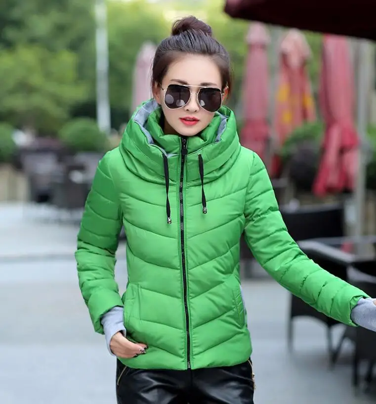 Orwindny, зимняя короткая женская куртка,, теплые парки, женские пальто с хлопковой подкладкой, верхняя одежда, Jaqueta Feminina Inverno - Цвет: Зеленый