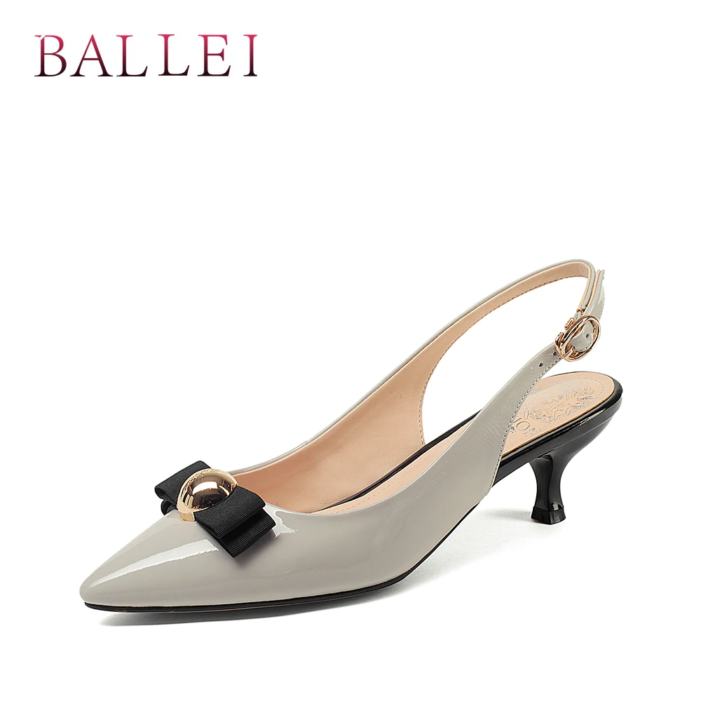 

BALLEI Handmade Woman Summer Sandals High Quality Genuine Leather Pointed Toe Low Heel Shoes Elegant Back Strap Casual Pumps S83