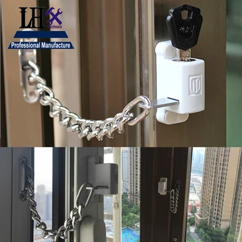 

LHX AMMS89 Window Lock Interior Chain Locks Sliding Door Lock Zinc Alloy with Keys Professional Protection