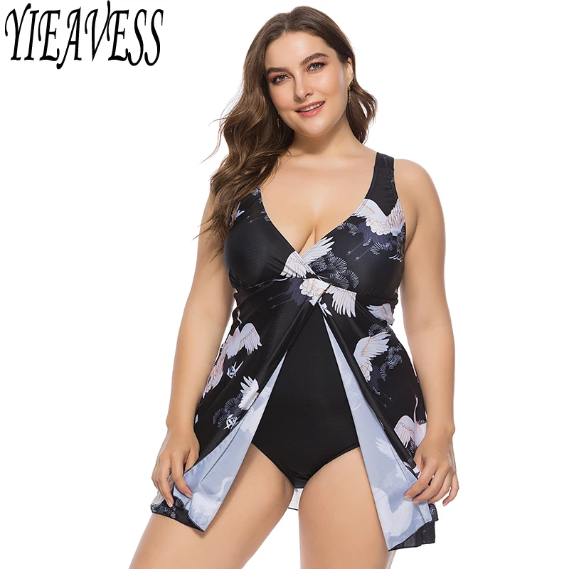 

Large Size One piece Swimsuit Women Swimwear Dress Big Plus size Bathing suit Famale Swim Lady One-piece May Beach Wear