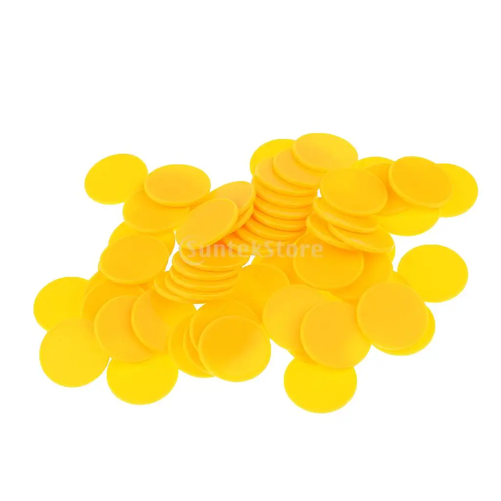 Yellow 100 штук Пластиковые покерные фишки маркеры бинго маркеры игрушки для вечерние аксессуары для настольной игры в казино - Цвет: Yellow