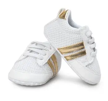 

New Romirus Mesh Breathable baby shoes infant anti-slip PU Leather first walker soft soled Sneakers white Baby moccasins