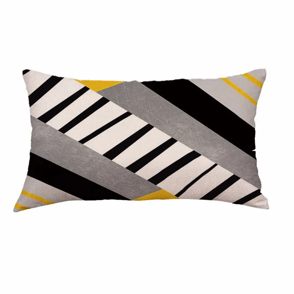 

Pillow Case Cover Square 30cm*50cm Linen Pillow Cases Bedding Super Soft Geometric Short Plush Sofa Pad Set Home Decoration L531