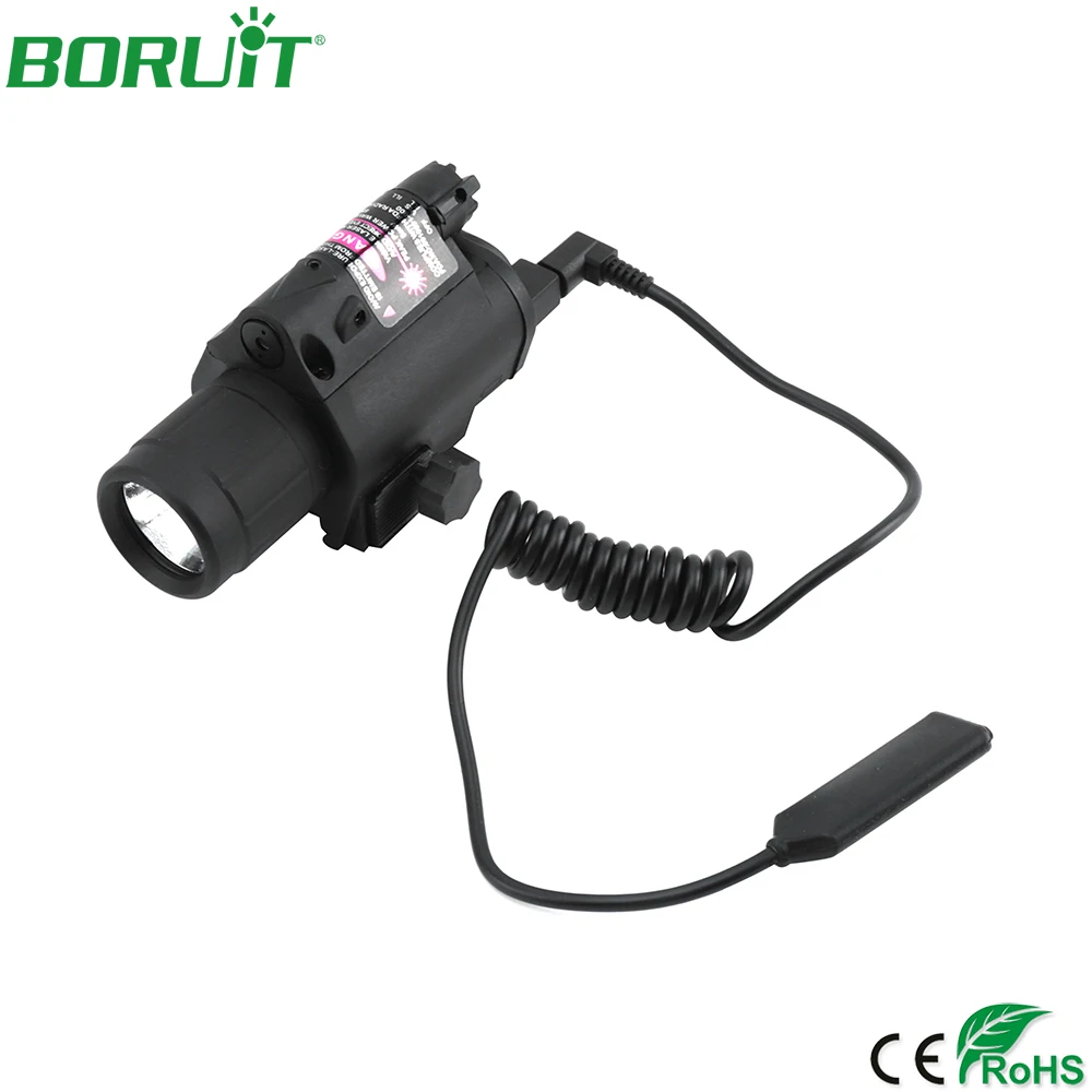 

BORUiT Red Laser Sight Hunting Combo 2 in 1 LED Flashlight Tactical Flashlight Hunting Flash Light Torch Lamp Gun Mount