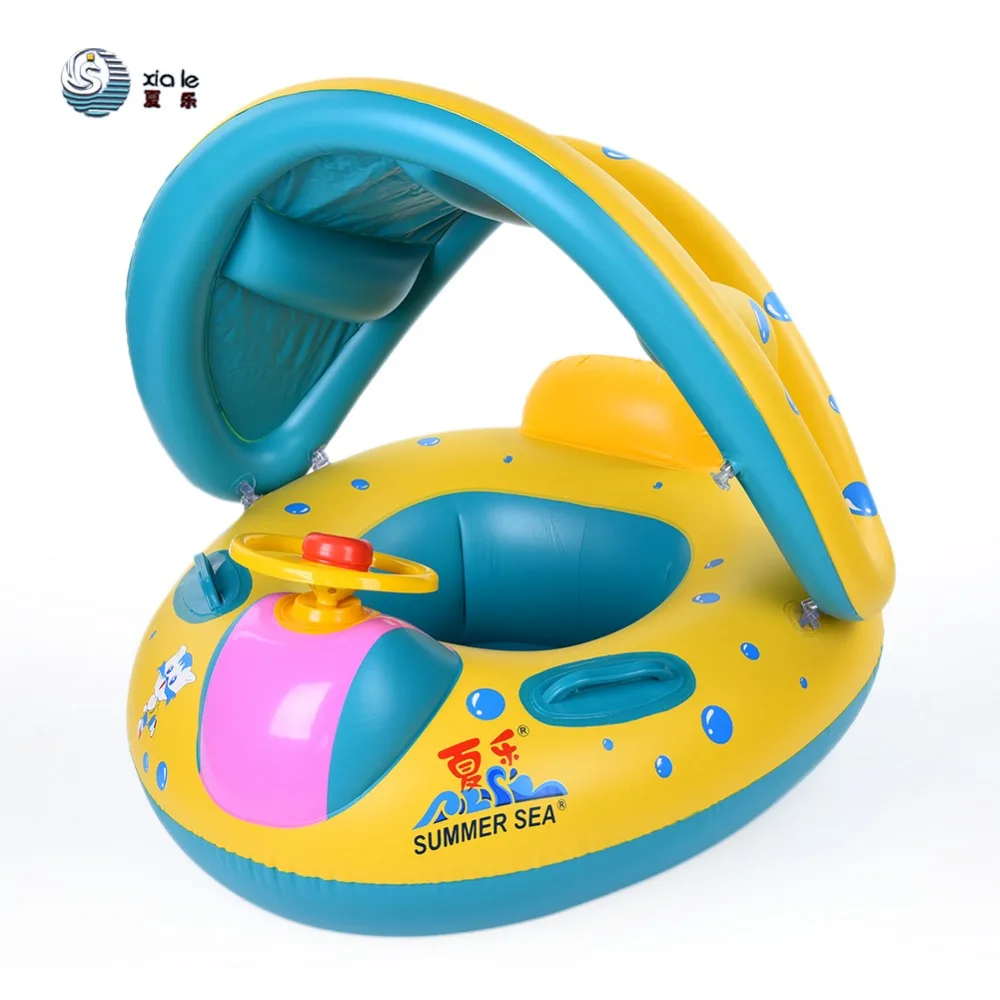 Безопасный надувной круг для купания ребенка кольцо бассейн младенческой бассейн сиденье лодка Регулируемый Зонт купальный круг надувной