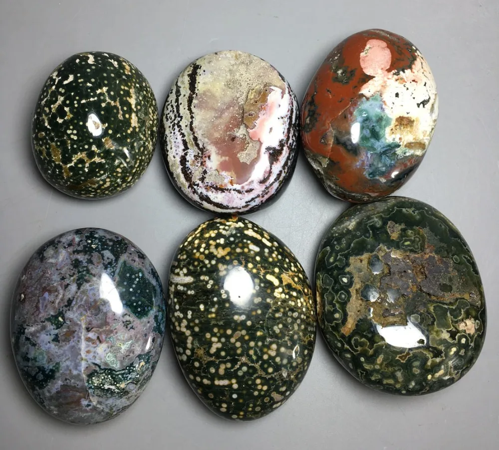 

1034g 6pcs High quality RARE NATURAL OCEAN JASPER QUARTZ egg ramadan gifts stone