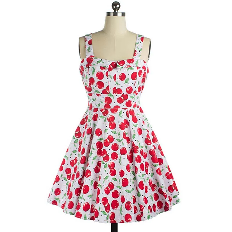 LERFEY Summer Dress Vintage Print Women Cherry Rockabilly Dress 50s Pin