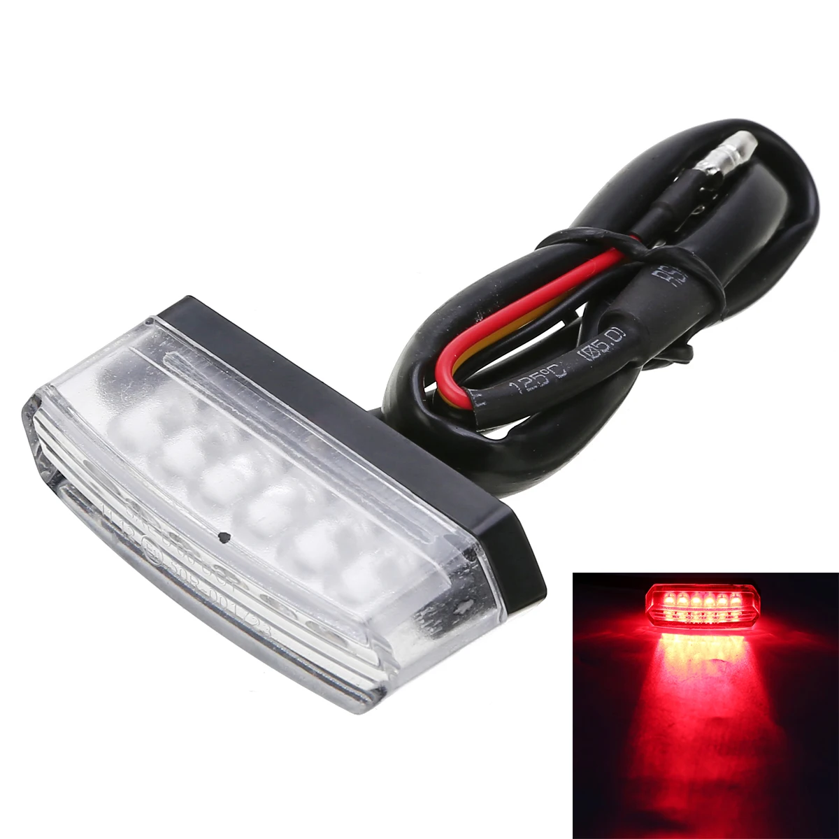 6LED 12V Red Motorcycle Rear Light Long Lasting License Plate Tail Light Lamp Clear Lens Motorcycle Lighting Mayitr