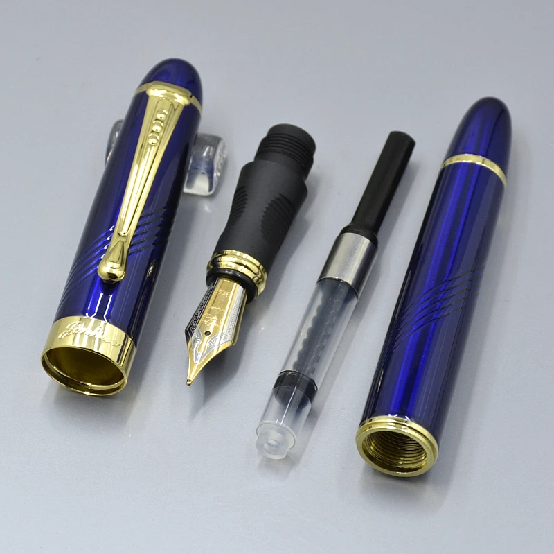 Классический JINHAO X450 спираль синий металлическая авторучка с золотой зажим канцелярские товары торговой марки чернила для письма ручки школьные принадлежности Мб