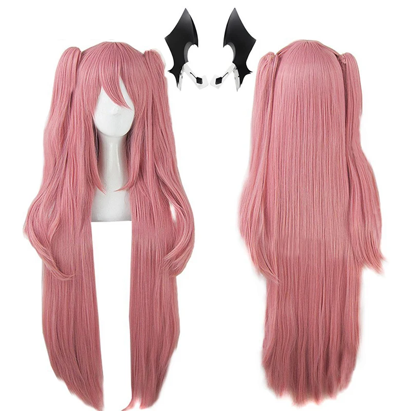

Ebingoo Krul Tepes Wig Pink Synthetic Cosplay Wig Double Ponytail Natural Long Straight Wig for Women Costume Party