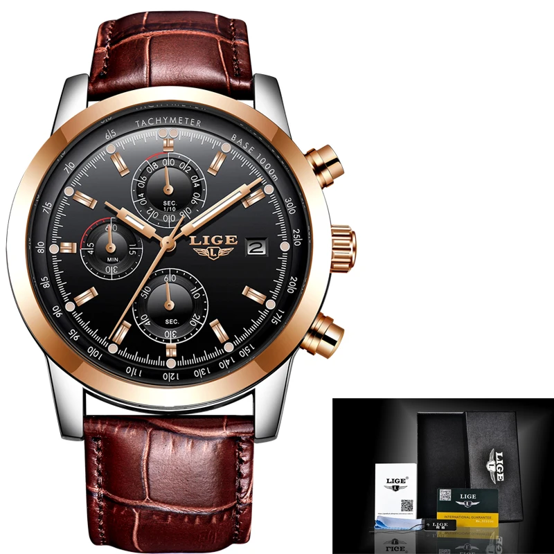 LIGE мужские наручные часы, повседневные модные часы, водонепроницаемые кварцевые часы, кожаные часы для мужчин, Топ бренд, роскошные деловые часы, Montre Homme