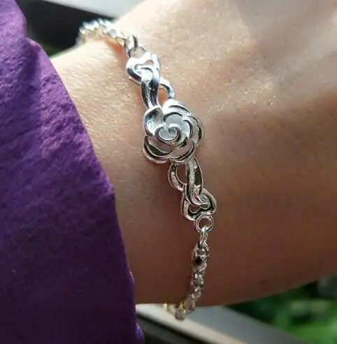 

Free shipping 1pcs S999 pure silver bracelet hand chain true 999 silver bracelet for women