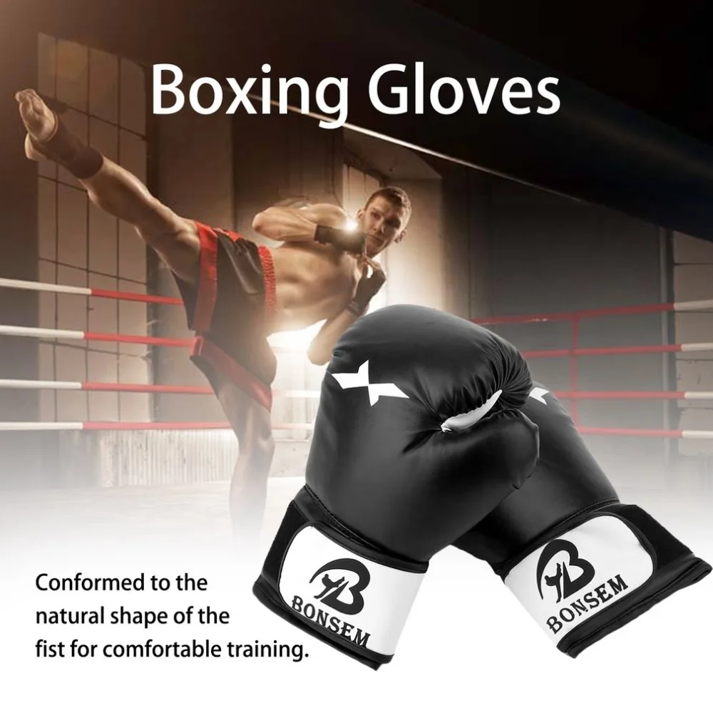 

Boxing Gloves Comfortable Protective Gloves PU Leather Training Gloves Boxing Accessory Black and Red Color