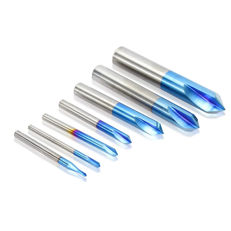 XCAN 1 шт. 2-12 мм 90 градусов нано с синим покрытием фаски концевые фрезы станок с ЧПУ фрезы 2 флейты концевой фрезы Карбид Концевая фреза