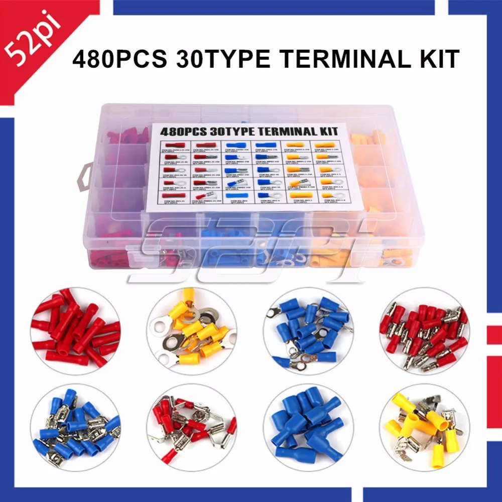 480 Pcs Assorted Insulated Terminal Kits Spade Wire Crimp Electrical