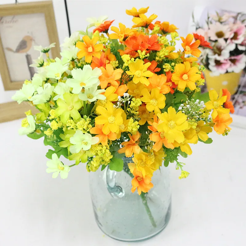 Flone Mini Artificial Daisy Silk Flower Simulation Persian Chrysanthemum Flowers Bouquet Wedding Home Office Party Decor Floral (4)