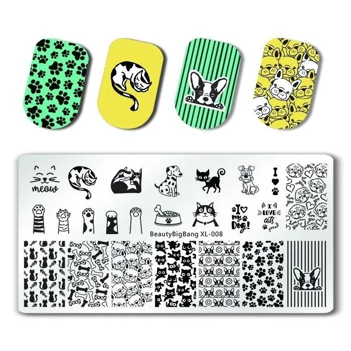 BeautyBigBang Nail Stamping Plates NEW 6*12cm Nail Art Plate Cute Panda Pattern Rectangle Stamp For Nail Polish BBB XL-014 - Цвет: 8