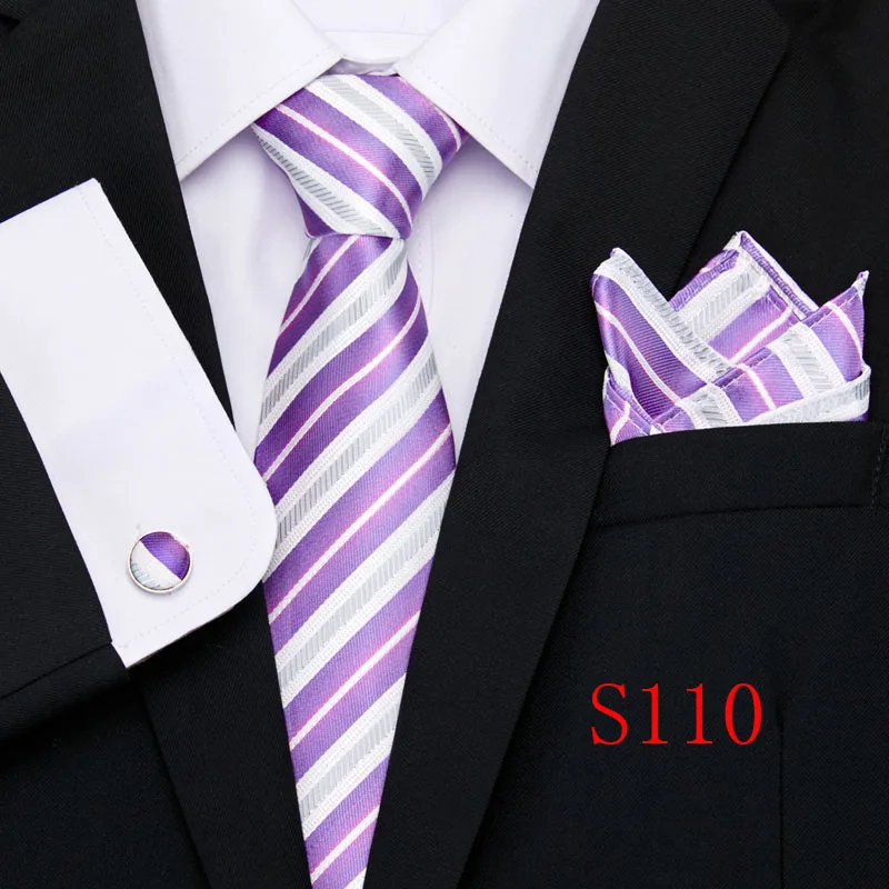 Удлиненные 145 см* 8 см галстуки Пейсли желтый розовый красный синий Hanky запонки набор мужской шелковый галстук 8,5 см Свадебный галстук жениха Cravata - Цвет: S110