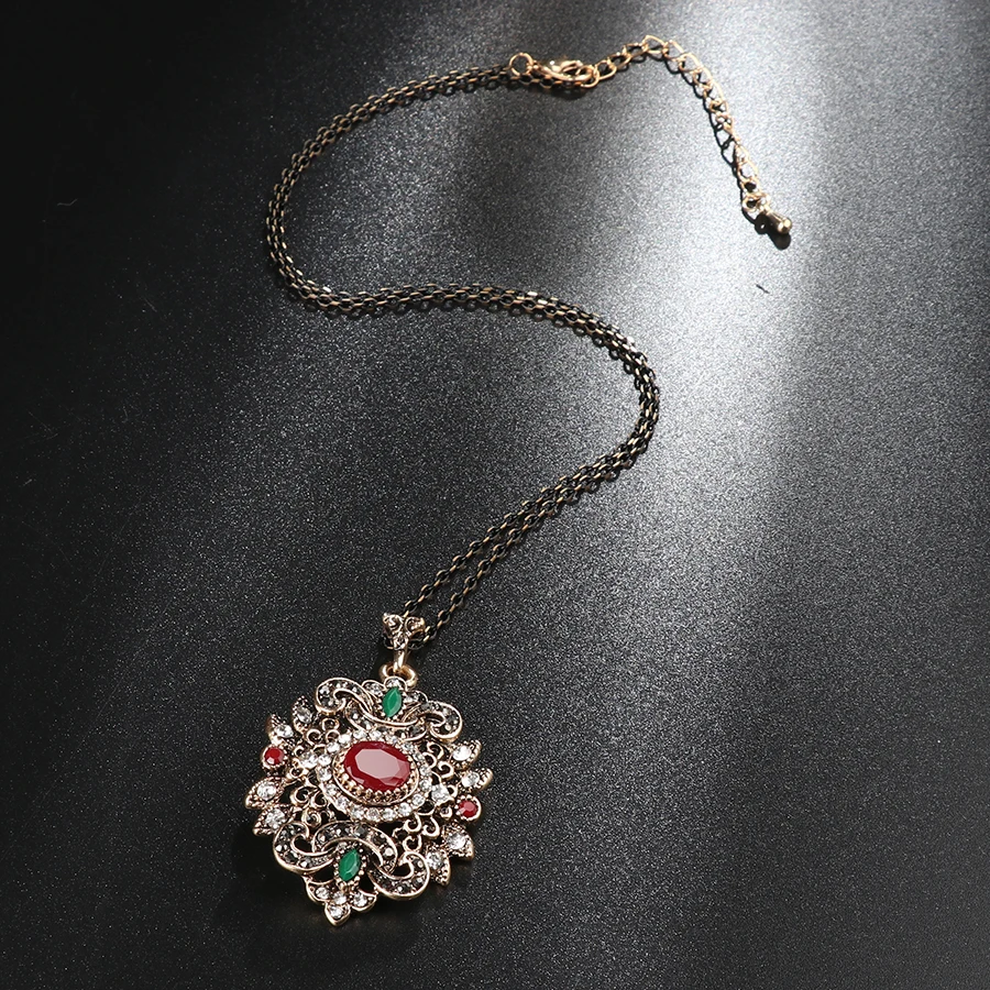 5-Kinel-2018-New-Vintage-Jewelry-Ethnic-Pendant-Necklace-For-Women-Ancient-Gold-Color-Geometric-Necklace-Crystal