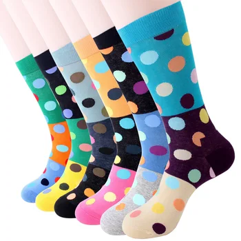 

PEONFLY 2020 Fashion Colorful Dot Cotton Men Happy Socks Personality Tide Brand Harajuku Casual Funny Socks Casual Meias