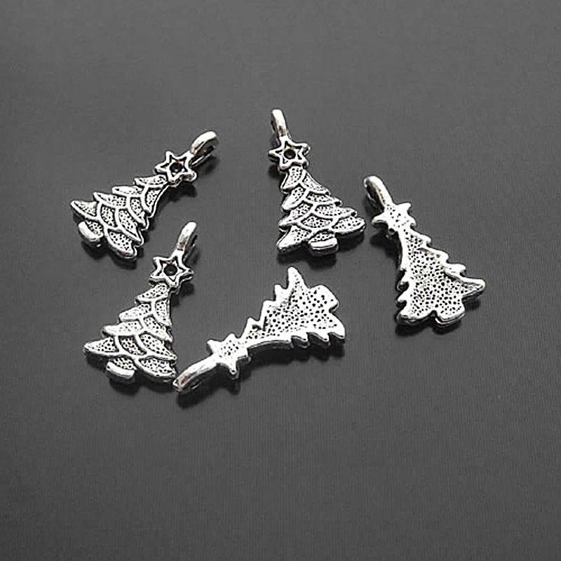 

(16079)50PCS 15x10MM Antique Silver Zinc Alloy Christmas Tree Charms Pendants Jewelry Findings Accessories
