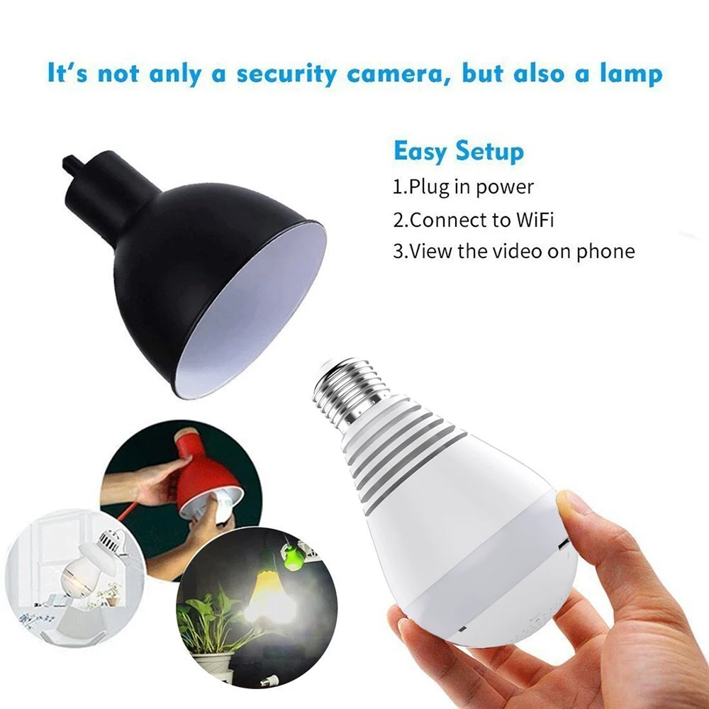 1080 P Wi Fi IP лампа Беспроводной HD Home Security Камера панорамная лампочка светодиодный