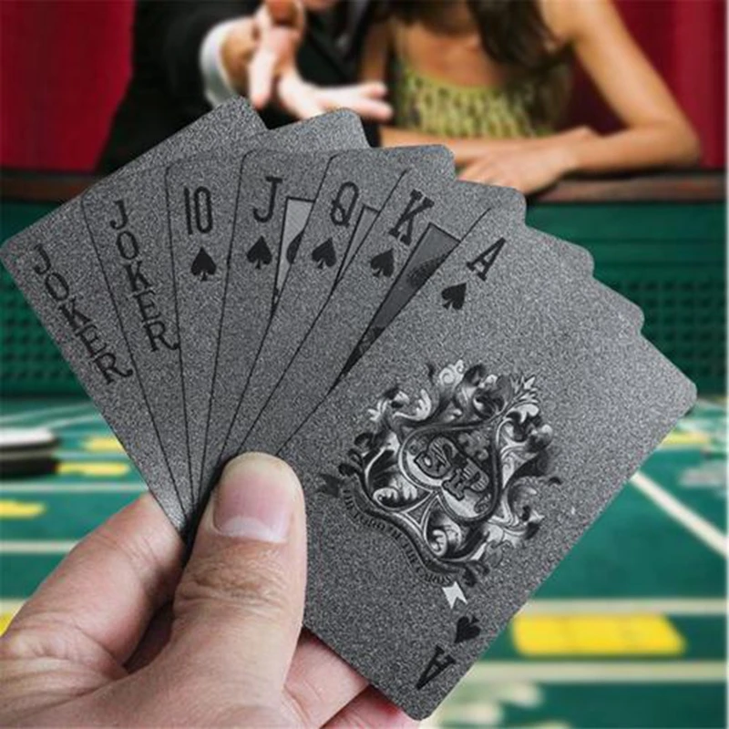 Пластиковые игральные карты, водонепроницаемая Золотая покерная коллекция, черный бриллиант, карты для покера, горячий подарок, стандартные игральные карты#15