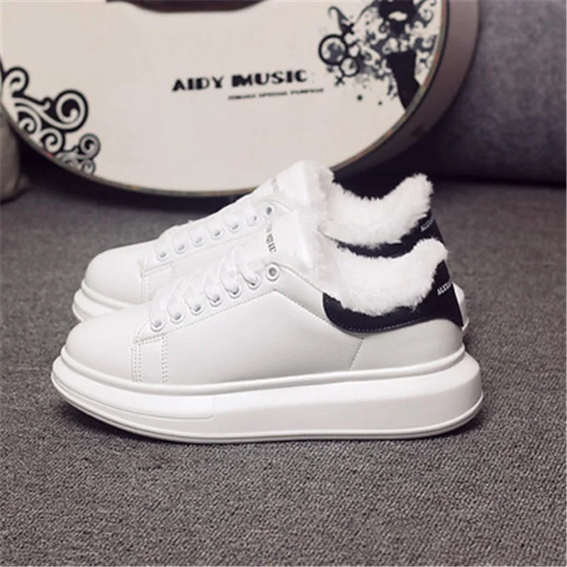 D KNIGHT Brand Women Casual White Shoes 2019 Spring Winter Women Flats Platform Shoes Fashion Lace-Up Women Sneakers Big Size 44 (1)