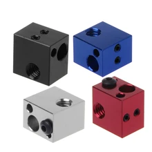 3D Printer Parts V6 Heating Block Aluminium HotEnd Thermistor and Thermocouple Heater Block Accessories Kits 16*16*12 1PCS qiang