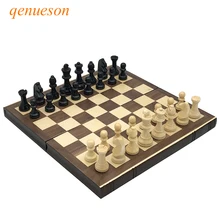 New High Quality books shape wood folding board solid chessman Box wooden Table chess Set Natural safe Paint Board Game qenueson