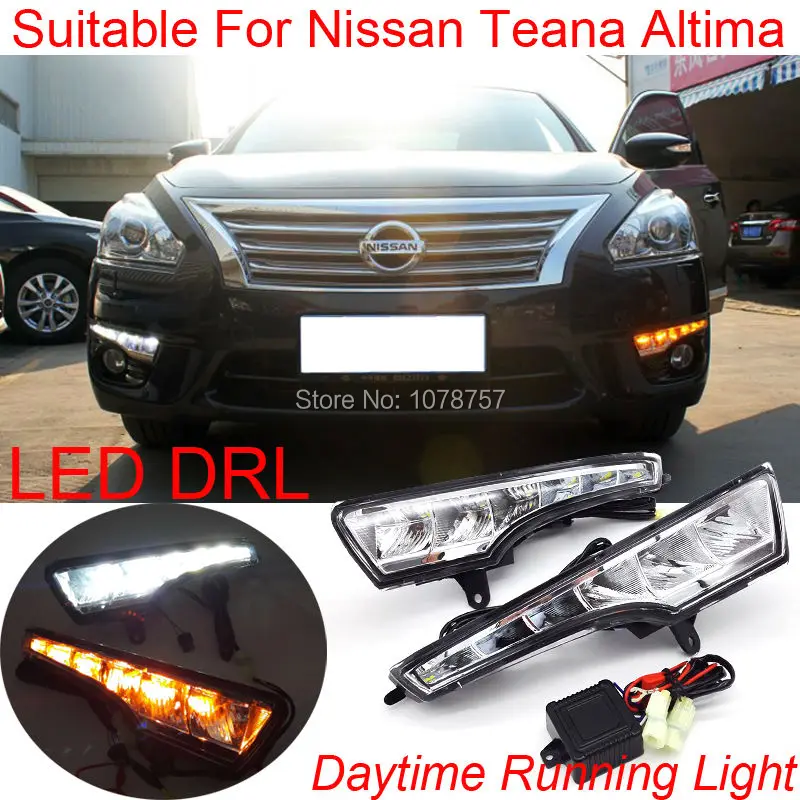Car LED DRL Daytime Running Lights Suitable For Nissan TEANA Altima 2013 to 2015 With Amber Turn
