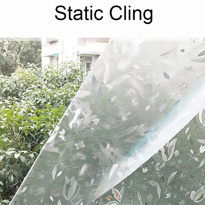 Electrostatic Glue-free 3D Laser Tulip Glass Window Film Sticker Privacy Frosted PVC balcony bedroom door Anti-UV Home Decor
